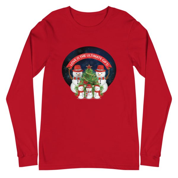 Love Is The Ultimate Gift Snowman Christmas Unisex Long Sleeve Tee 1