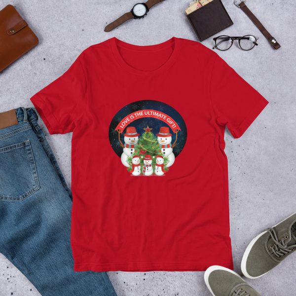 Love Is The Ultimate Gift Snowman Christmas Short-Sleeve Unisex T-Shirt 3